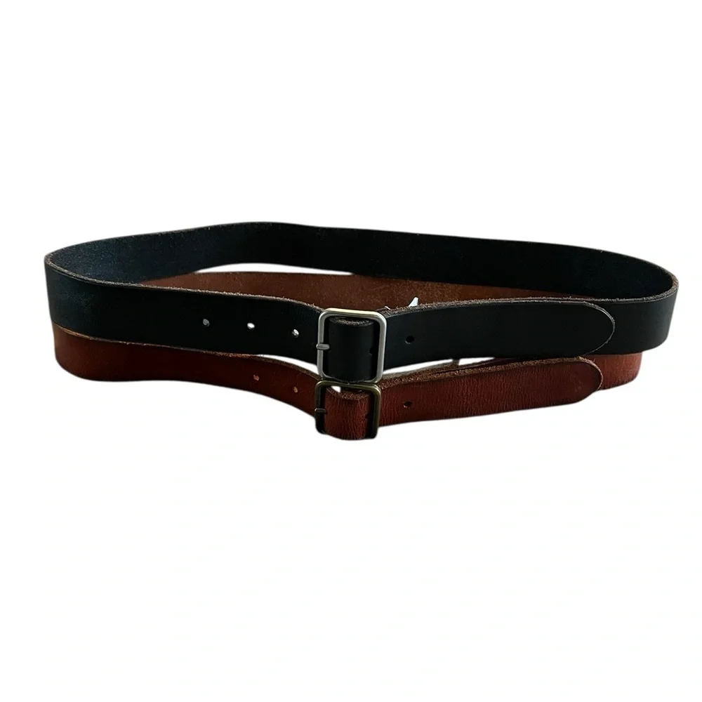LUCKY BRAND Men's Genuine Leather Black Belt and Brown Belt‎ Lot of 2